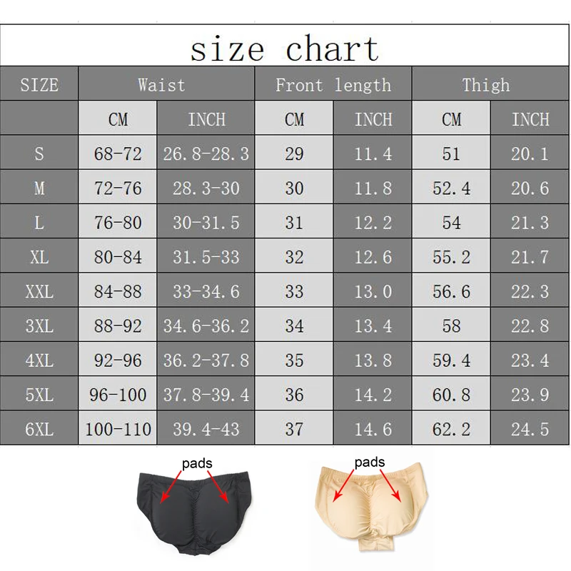 Uomini Body Shapers boxer intimo morbido pantaloncini imbottiti pantaloncini neri S-6XL Butt Lifter Fitness Hip Shapewear con cuscinetti rimovibili