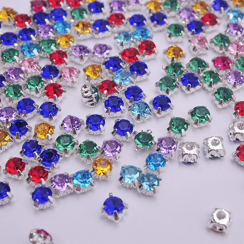 multi-Size Mix color Silver Claw Base Acryl Rhinestone Sew diy/clothing Jewelry Making Nail art accessories.