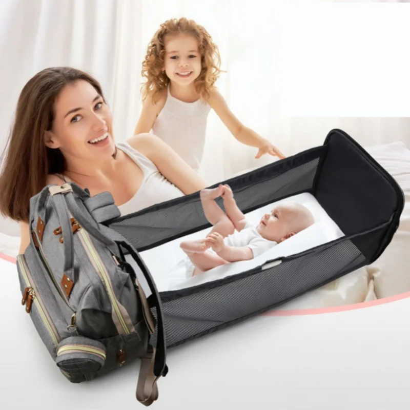 

GY Mummy Bag Fashion Mom Baby Diaper Bag Shoulder Multi-Function out Large Capacity Convenient Folding Bed Package