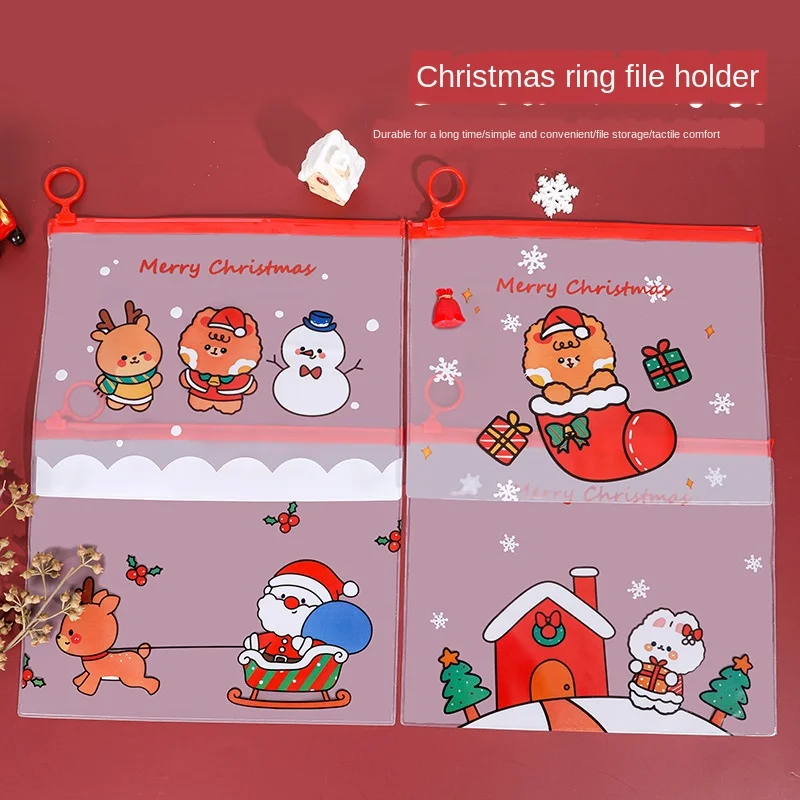 

24 pcs/lot Merry Christmas A5 Transparent PVC Document Bag File Folder Stationery Organizer Student Gifts