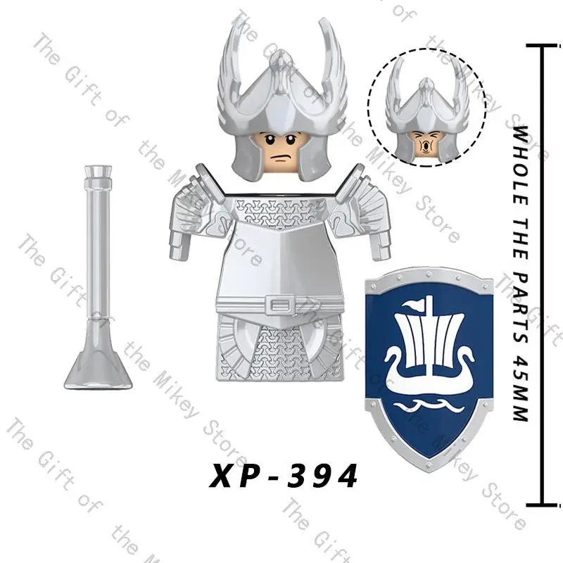 One Set Medieval Time Gondor Swan Knight Soldier Figures Building Blocks Accessories Armor Shield Weapon Toys For Kids KT1051