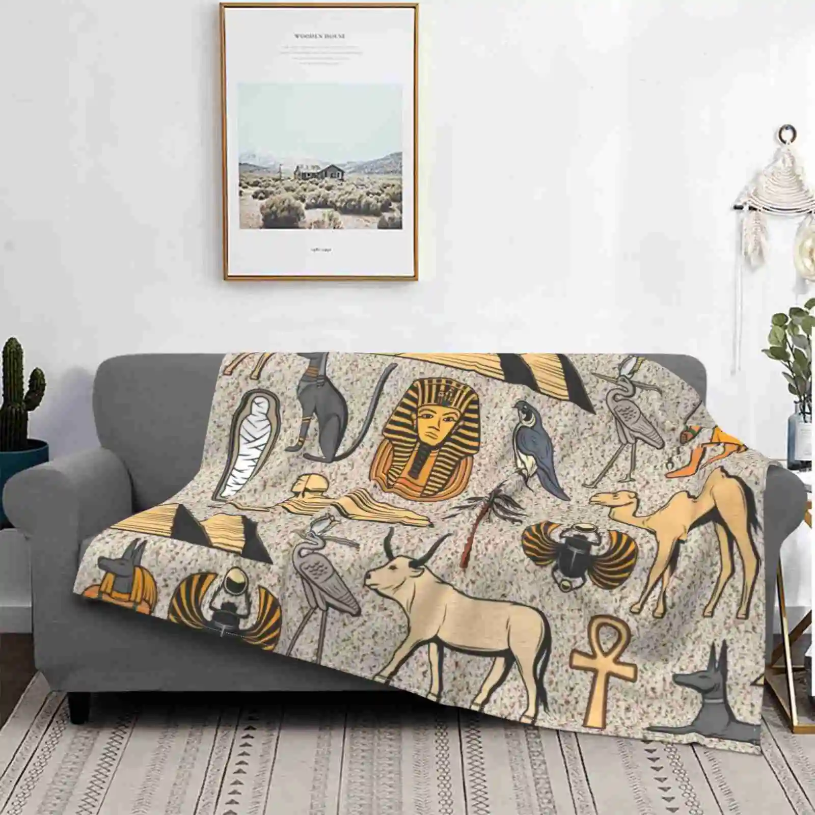 Ancient Egypt Low Price New Print Novelty Fashion Soft Blanket Gold Sand Tutankhamun Egypt Egyptian Ancient Egypt Ancient Crown