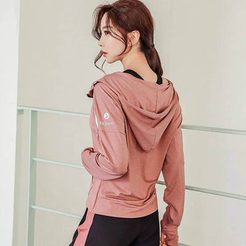 Outdoor sports running women coats quick dry fitness gym jackets long sleeve tops clothing womens training jacket hooded zipper