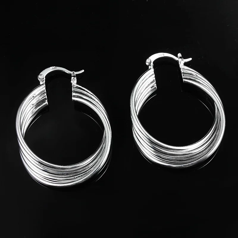 Boucles d'oreilles en argent regardé 925 pour femmes, bijoux à la mode, design multicouche, cadeaux