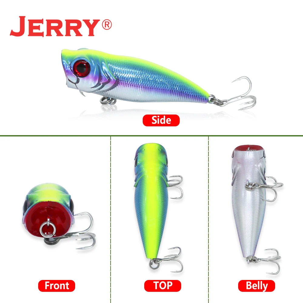 Jerry Doris Surface Floating Popper Fishing Lure 55mm Plastic Artificial Top Water Hard Bait Bass Pike Tackle