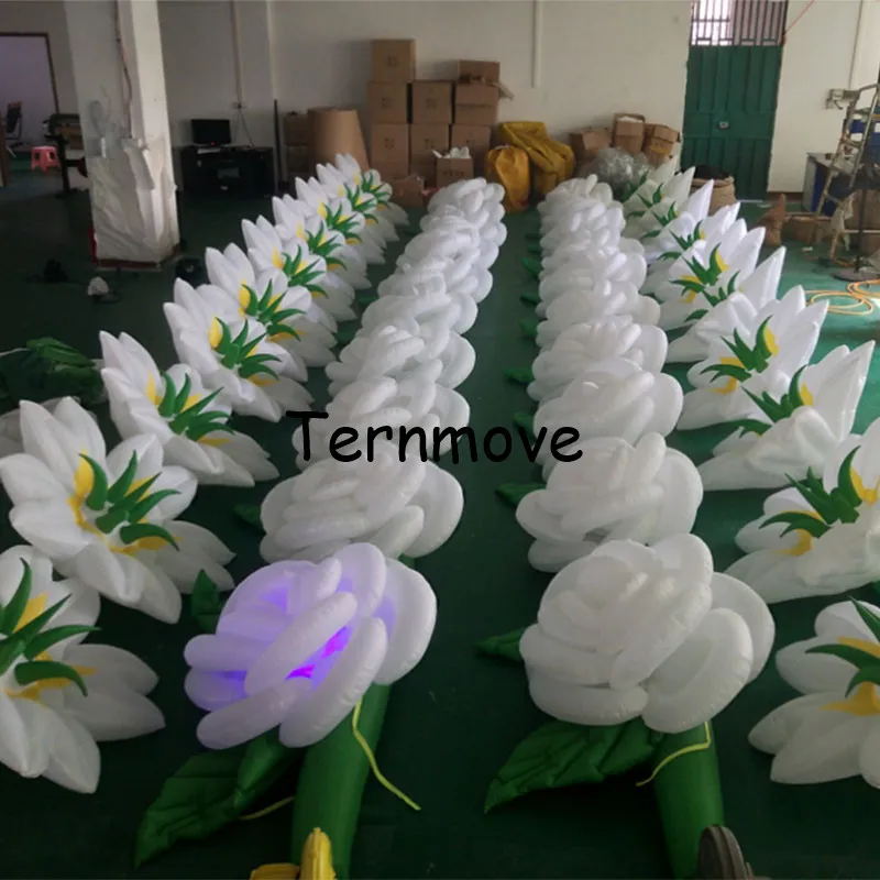 LED light 10m inflatable flower chain for wedding opening decorations Inflatable Led Lighting Flower tube pipe for Decoration