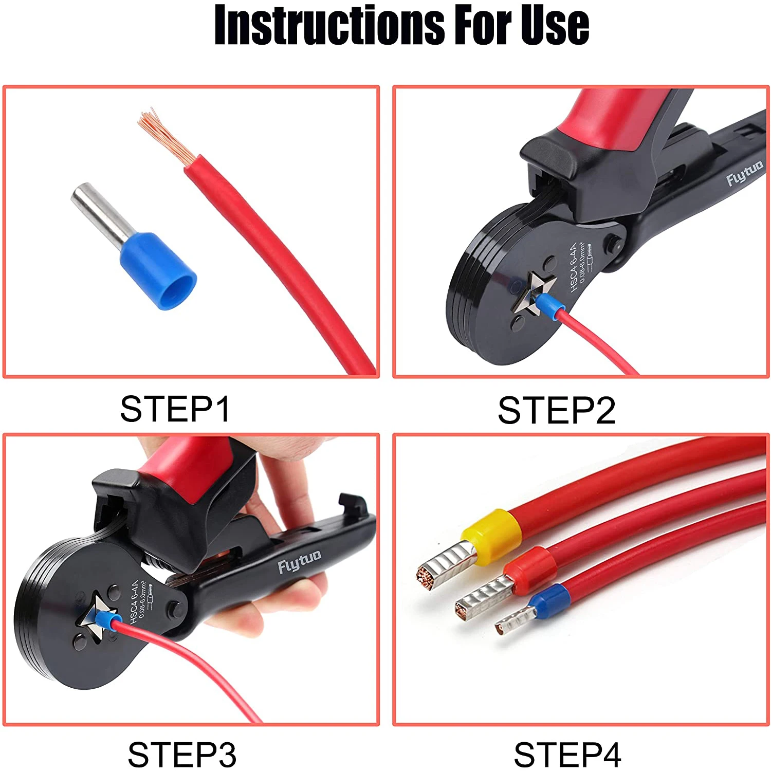 Mini HSC8 6-4 AWG 28-10(0.08-6mm ²) คีมปากคีบ Crimping ปรับลวดวงล้อท่อเทอร์มินัล Crimper มือเครื่องมือ