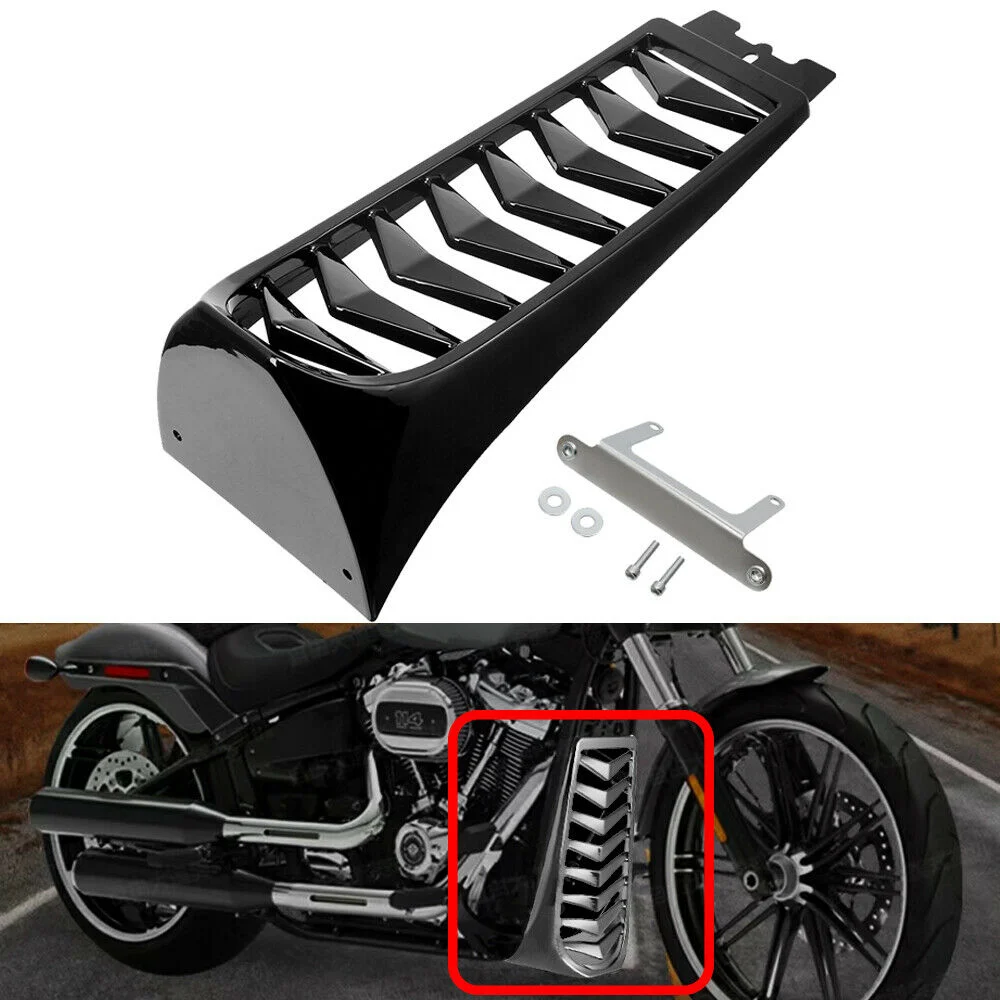 Motorcycle Front Lower Radiator Cover Chin Fairing Spoiler Black For 2018-2020 Harley Softail Breakout Street Bob Fat Bob FXBR