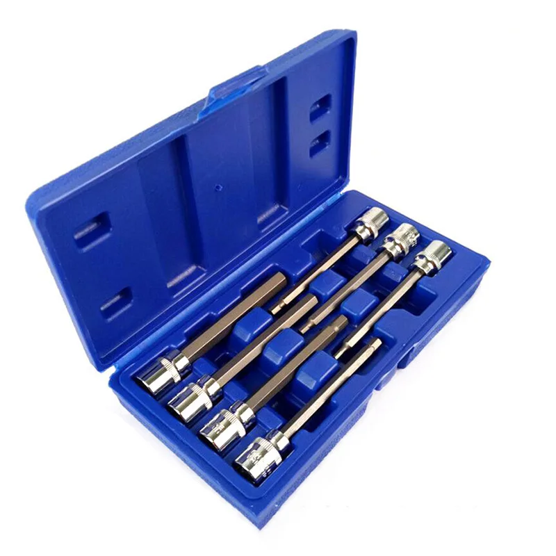 7pc 3/8 Extra Long Socket Set 3-10mm Socket Adatper for Torque Socket Wrench Hex Allen Key Screwdriver Bit Set Hand Tools