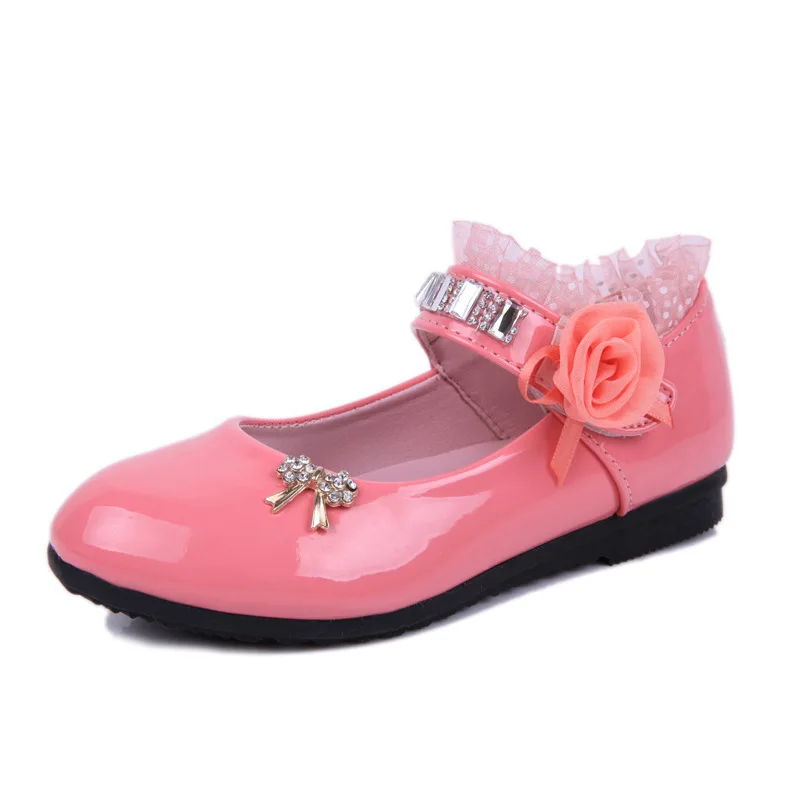 2021 New Children Elegant Princess PU Leather Sandals Kids Girls Wedding Dress Party Beaded Shoes For Girls