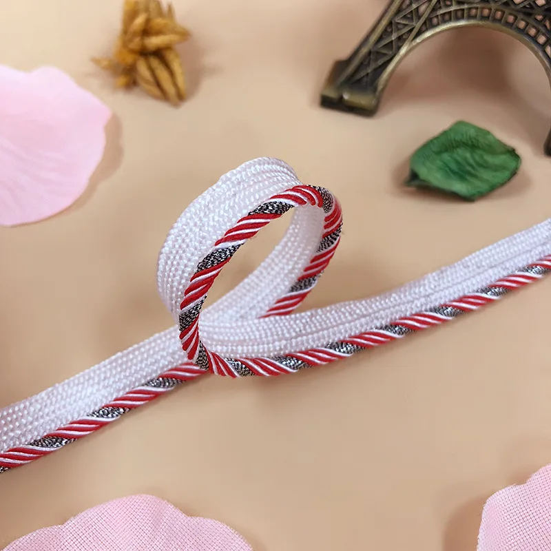 3M 1cm biały czerwony srebrny Shining Piping Lip Cord Trim | Poduszka poduszka tapicerka tapicerka obrzeża wykończenie do obszycia akcesoria wiązanie szwów