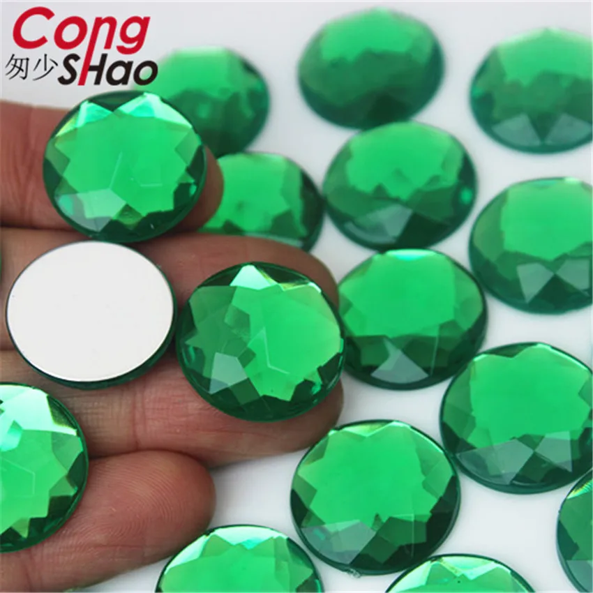 Cong Shao 20pcs 20mm Colorful Acrylic Rhinestone Round Flat Back Beads Crystal Stones DIY Costume Jewelry Crafts Scrapbook ZZ751