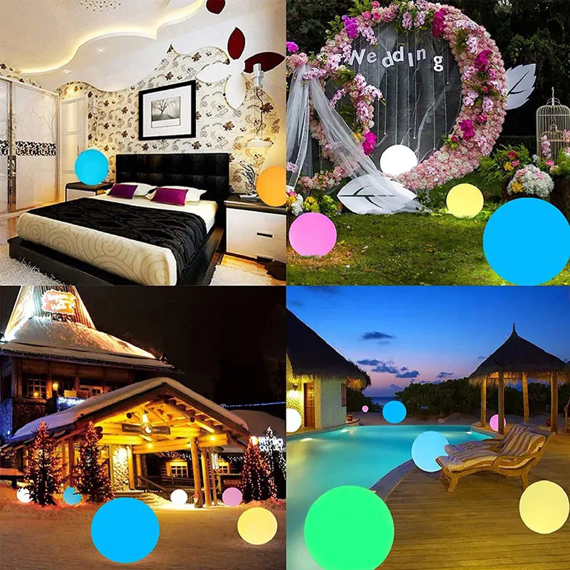 Waterproof Rechargeable LED Ball Light Outdoor Garden Decoration Pool Orbs Floating Sphere With Remote