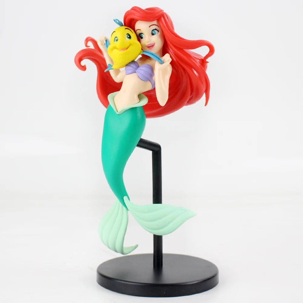 23cm Princess The Little Mermaid Beauty Fish with Clownfish Flounder Fish Animal PVC Action Figure Model Toy Doll Brinquedos