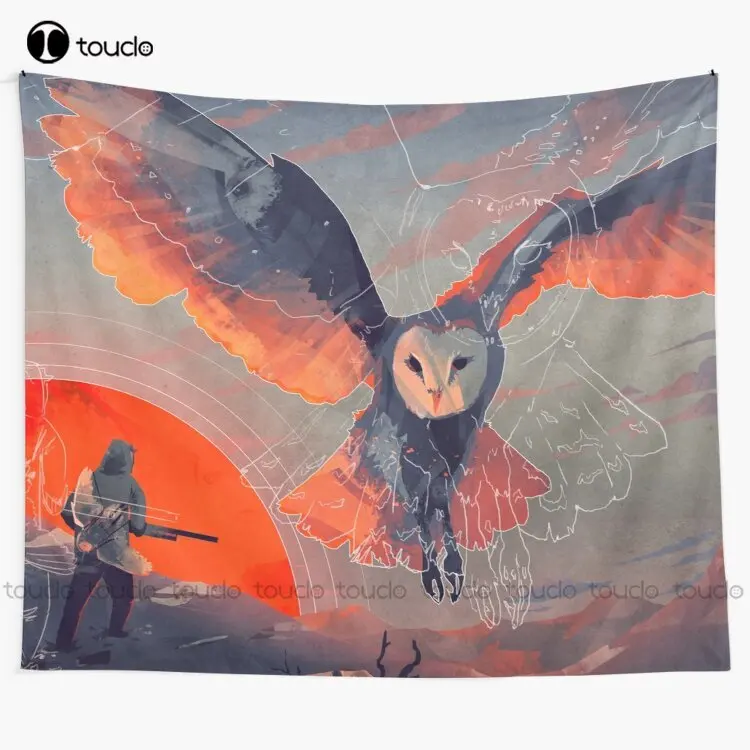 Owl Hunt Tapestry Black And White Tapestry Tapestry Wall Hanging For Living Room Bedroom Dorm Room Home Decor Background Wall