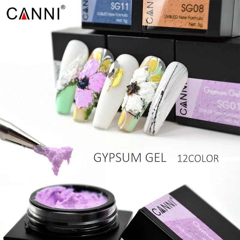 CANNI New Arrivales Nail Art 3D 12 Colors 5ml New Formula UV/LED Color Gypsum Gel