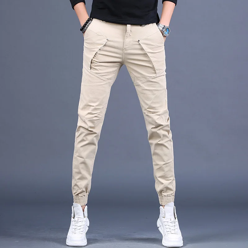 

Men's Cotton Khaki Pencil Pants Fashion Casual Slim Fit Trousers