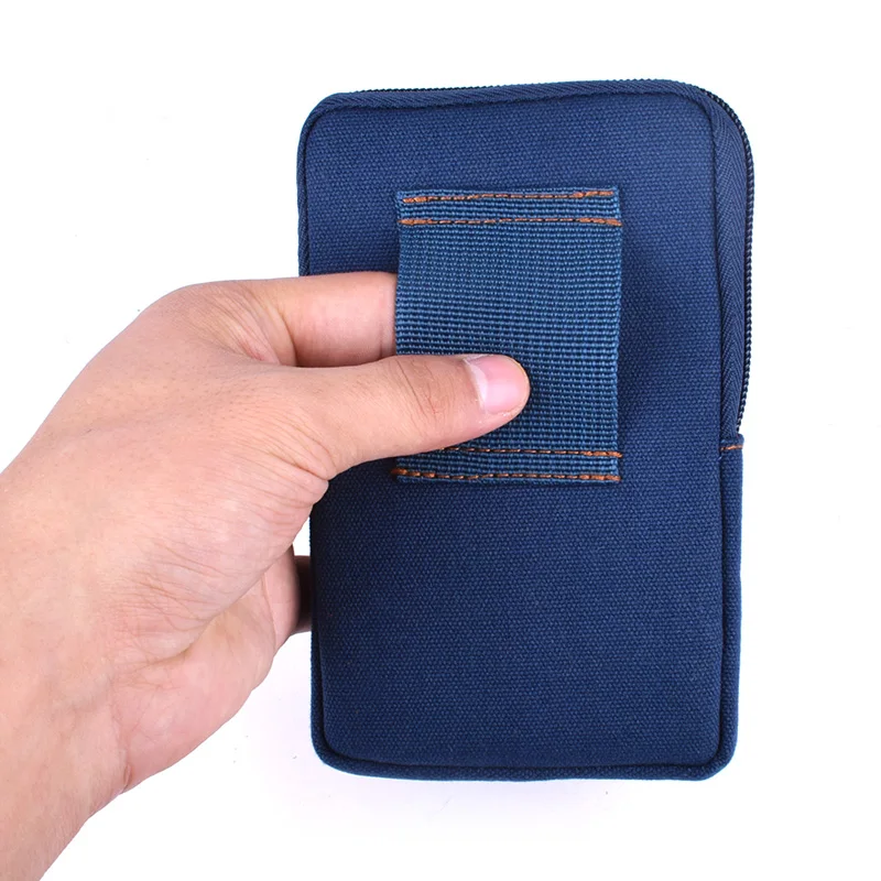 Funda de lona para teléfono móvil para hombre, bolso de cintura para cinturón masculino, riñonera para cadera, monedero