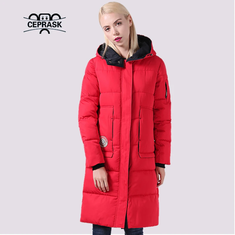 

Ceprask 2023 New Winter Coat Women Thick Winter Jacket Below Knee Length Warm Coat With Hood Quilted Long Parka Bio Outerwear