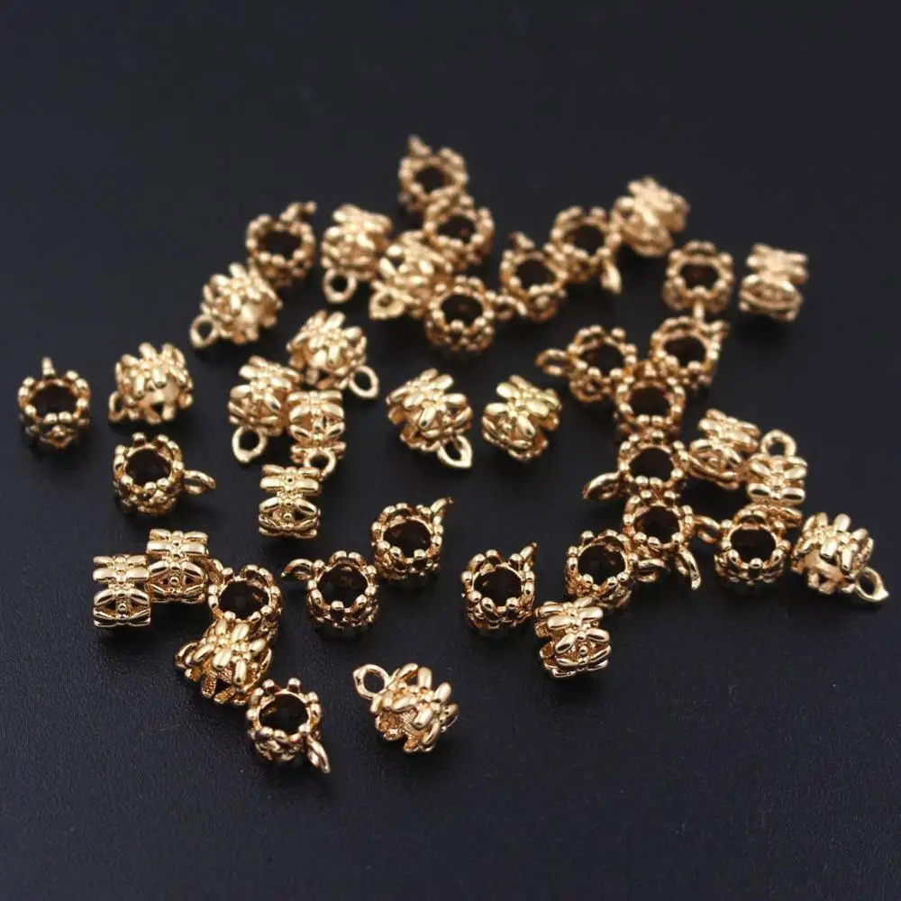 30pcs Brass Casted Flower Large Hole Charms Connector High Quality Gold Silver Color DIY Pendant Bracelet Jewelry Accessories