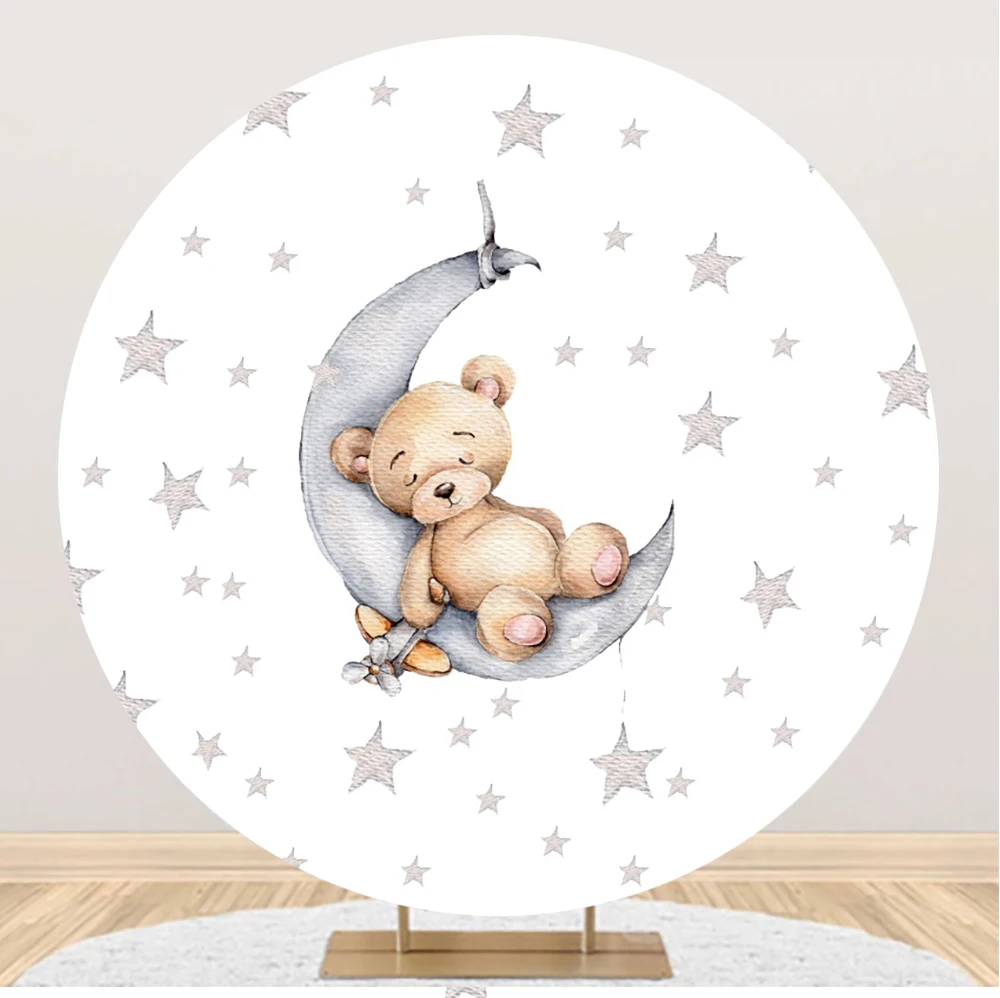 Yeele Moon Star Bear Photocall Birthday Baby Shower Round Elasticity Backdrop Circle Photography Background For Photo Studio