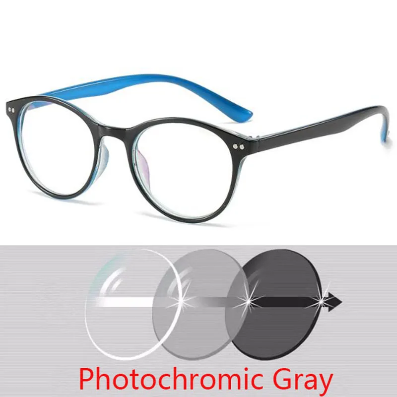 -1 -1.5 -2 -2.5 -3 -3.5 -4 -4.5 -5 -5.5 -6  Photochromic Myopia Prescription Glasses Women Eyewear Men Round Glasses