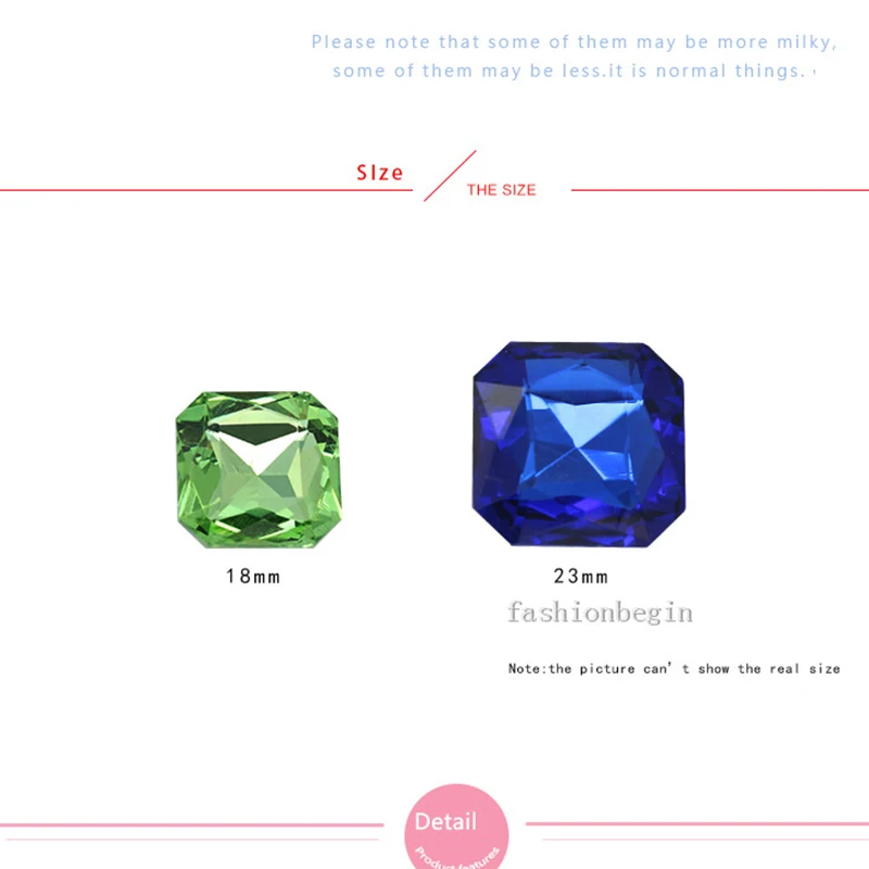 High Quality 18MM 23MM Rhinestones Crystal Square octagon Glass Pointed Loose Beads For Jewelry Clothing Wedding Decoration