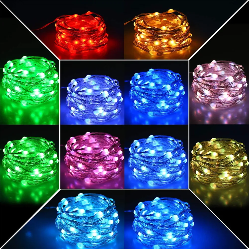 Remote Control Color Changing String Lights Copper Wire Timer Waterproof Twinkle Fairy Light for Wedding Party Christmas Decor
