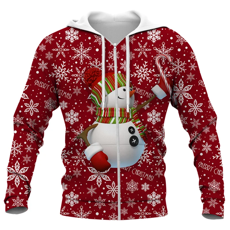 CLOOCL Merry Christmas Hoodie 3D Print Santa Claus Zip-Hoodie Casual Sweatshirt Unisex Hipster Pullover Fashion Zipper Coat