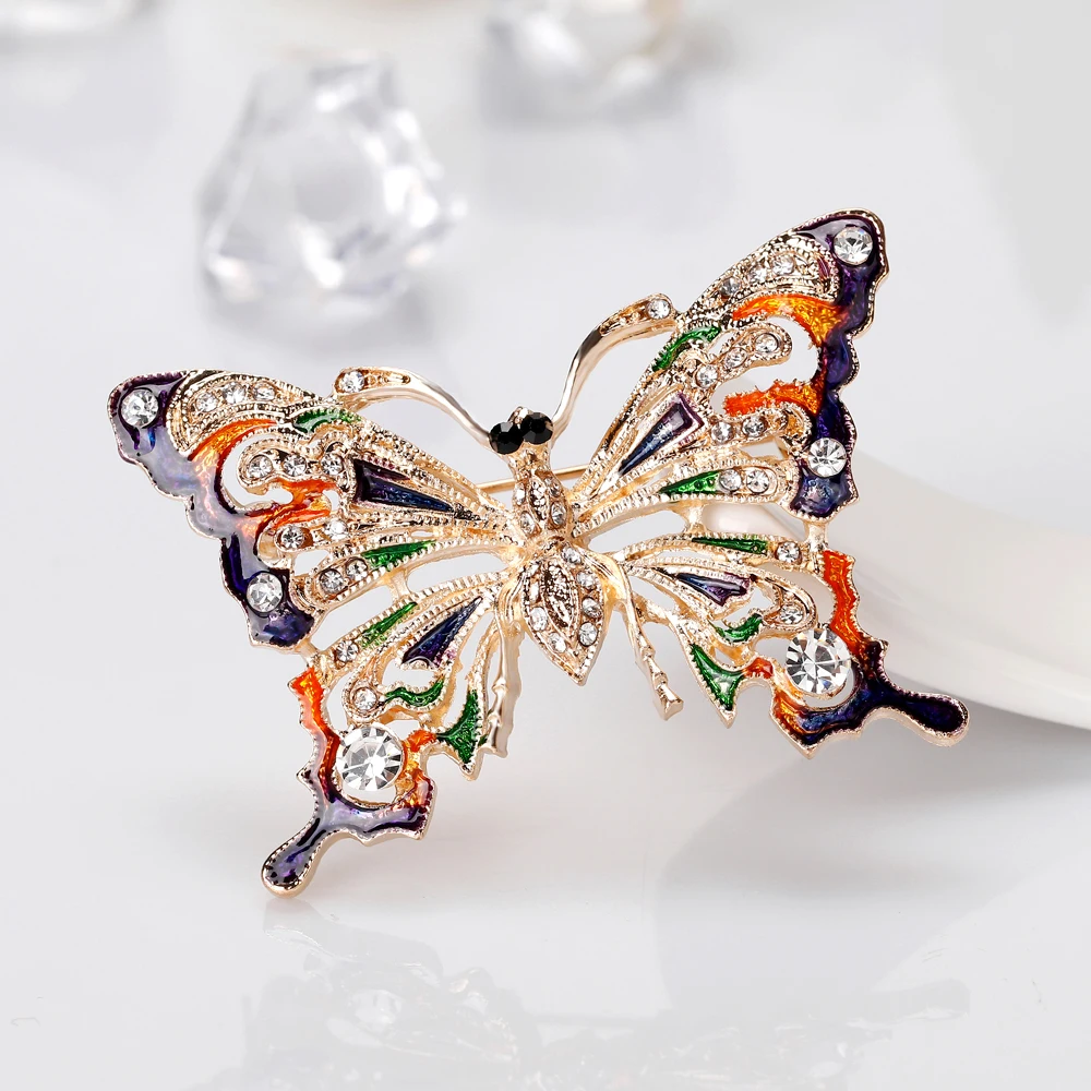 Rinhoo Vintage Schmetterling Flügel Brosche Elegante Tier Strass Imitation Perle Insekt Schmetterling Pin Abzeichen Hochzeit Partei Schmuck – Detail 28