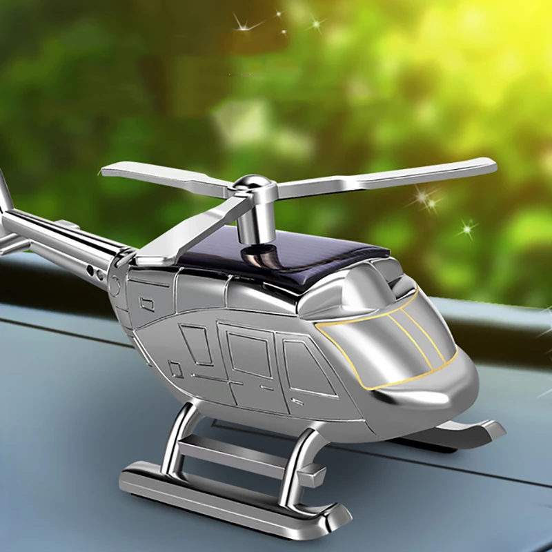 Solar Powered Helicopter Figure Pendants Desk Decor Car Accessories Spice Stick Zinc Alloy Novelty Toys for Children Gift 0