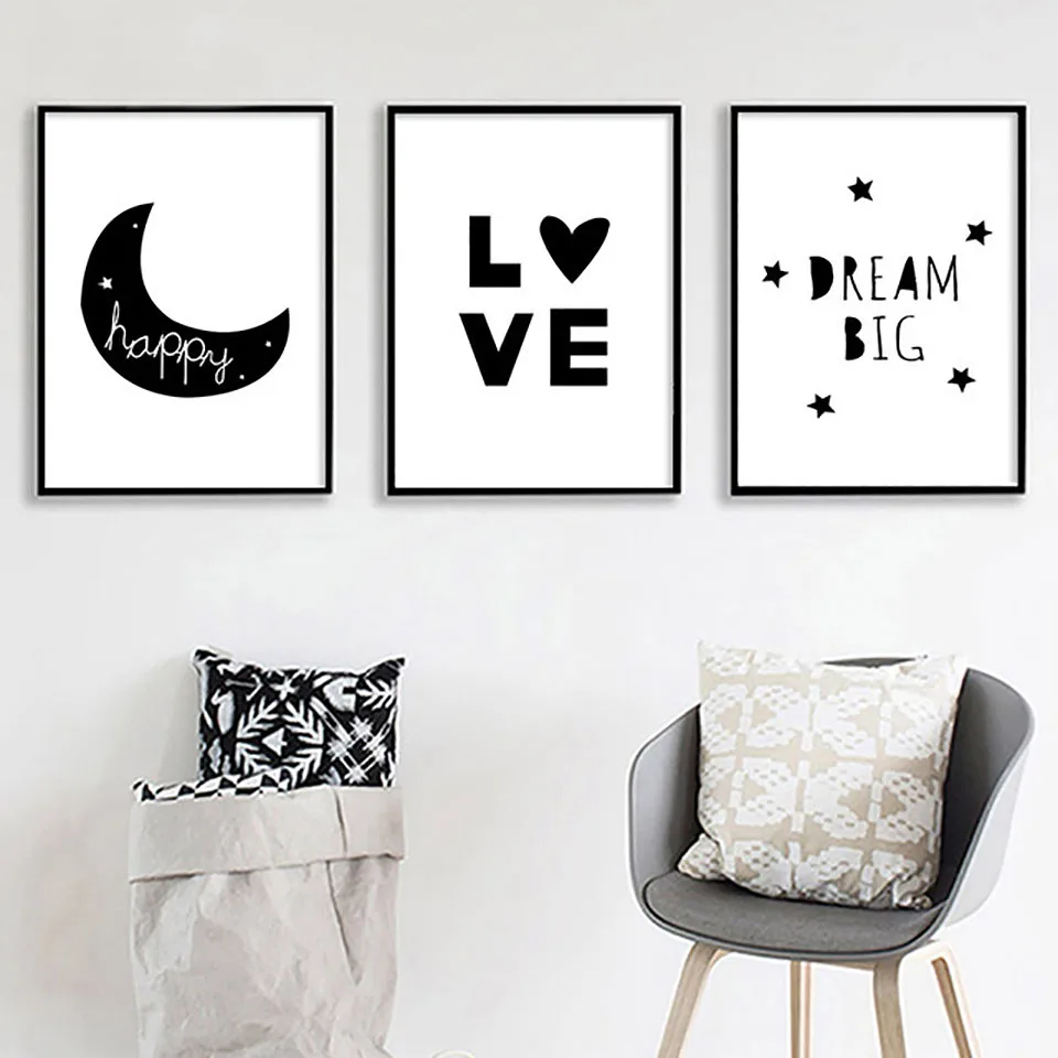 Home Decor Prints Painting Nordic Style Letter Moon Pictures Star Wall Art Modular Canvas Poster Modern For Bedside Background