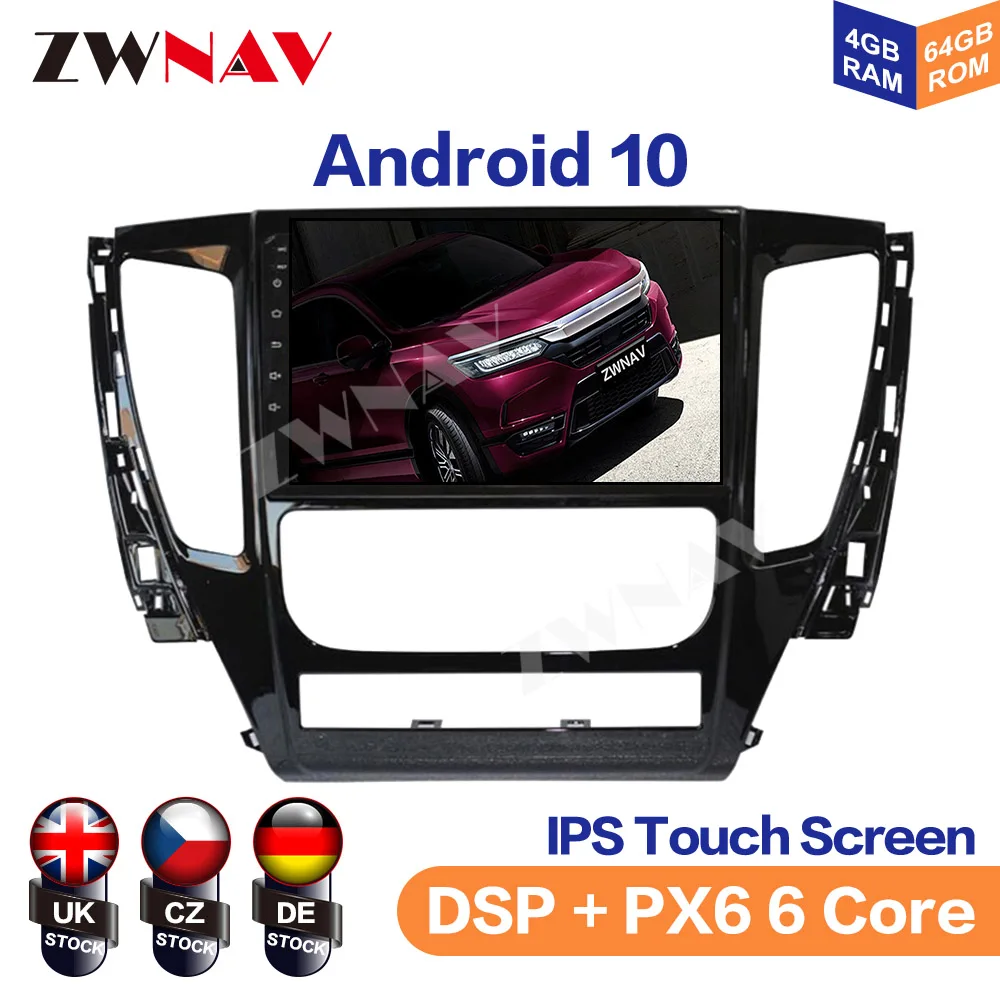 ZWNAV V1 Pro 4G+64G Android 10.0 4G Car Radio Multimedia Player For Mitsubishi Pajero Sport 3 2016-2018 GPS no 2din autoradio