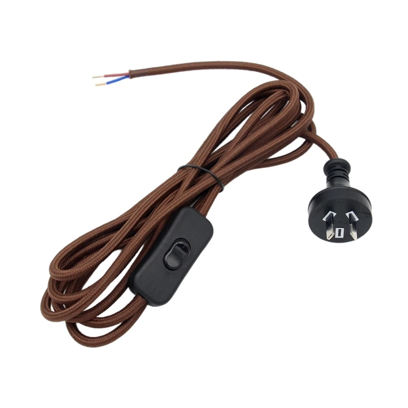 AC 220-240V AU Plug Power Cord  With on/off Switch Dimmer Australia Plug Fabric Covered Extension Cords