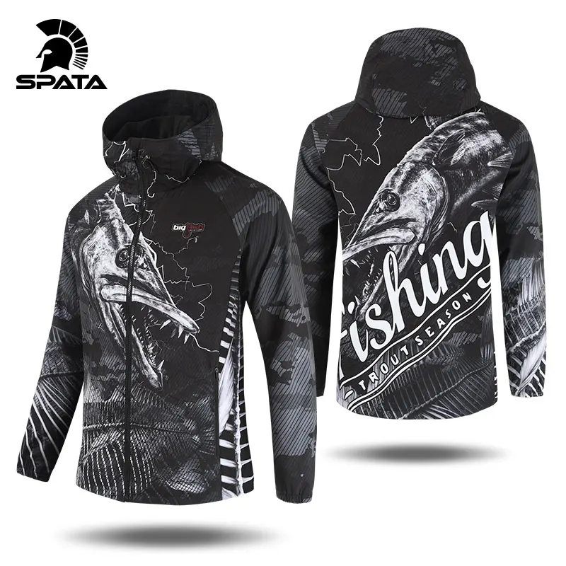 

SPATA 2025 Man Windbreaker Waterproof Thermal Breathable Hoodie Long Sleeve Thick Single Fishing Coat Autumn Winter Outwear