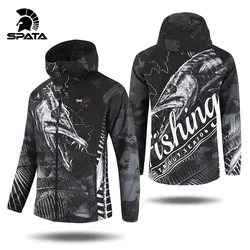 SPATA 2024 Man Windbreaker Waterproof Thermal Breathable Hoodie Long Sleeve Thick Single Fishing Coat Autumn Winter Outwear