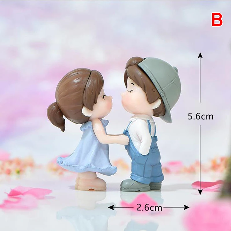 1Pair Lovers Figures Couple Miniature Desktop Home Decor People Boy Girl Model Princess Fairy Gnome Valentine's Day Gift