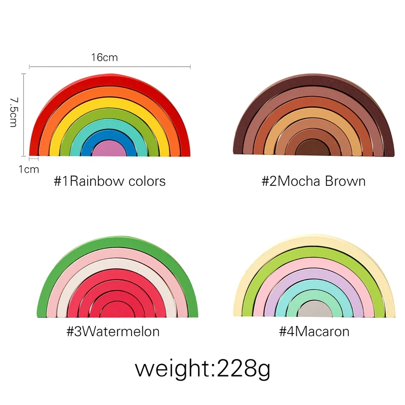 몬테소리 쌓기 장난감, 나무 무지개 블록, 아기 밸런스 게임, 교육용 직소 퍼즐, 크리스마스 선물, 상자 포함, 1 세트
