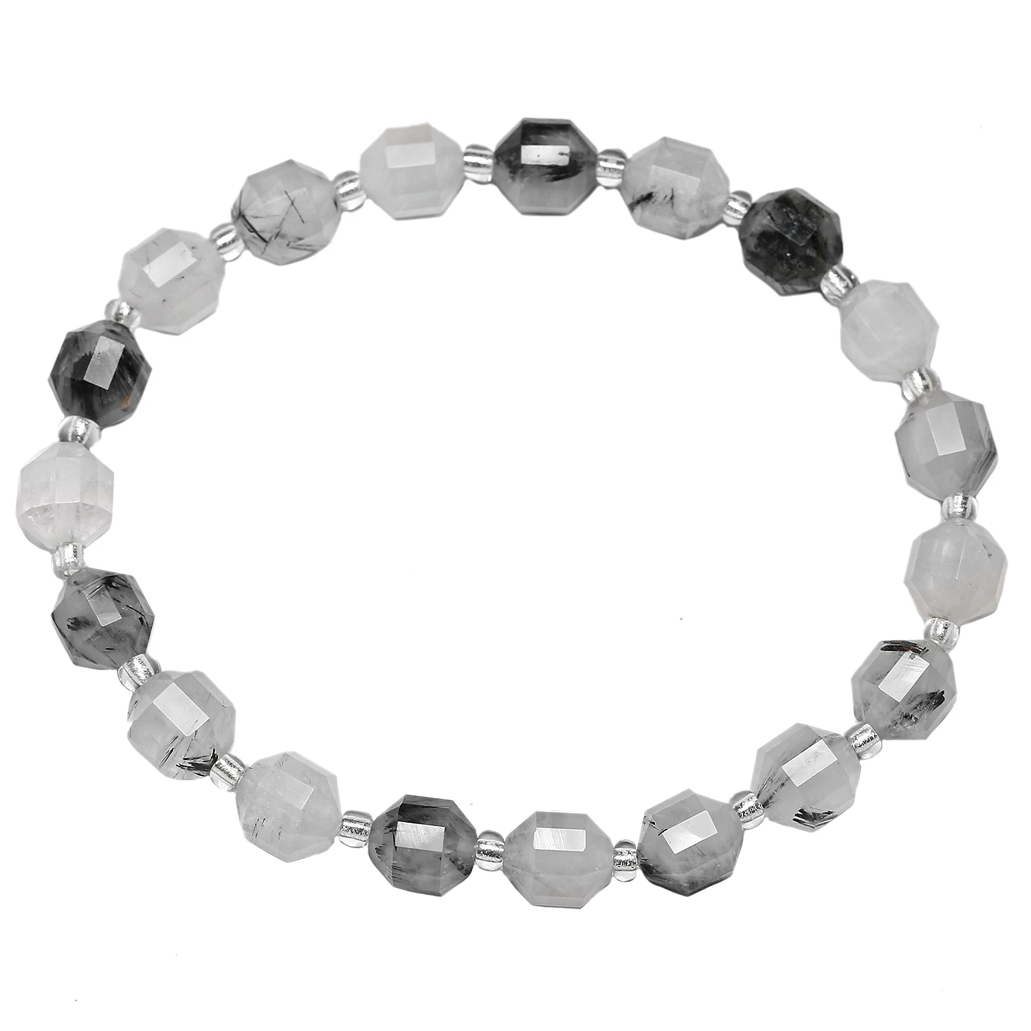 

Geometric Elements Natural Brazil 3A Black Tourmalinated Quartz Bracelet Black Rutilated Quartz Jewelry Women Men Healing Energy