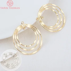 (877)4PCS 33MM 24K Gold Color Brass Round Circle Earrings Connector Charms High Quality Jewelry Making Findings Accessories