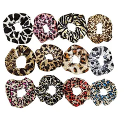 1 Piece Leopard Gold Velvet Hair Scrunchie Floral Grip Loop Holder Stretchy Hair Band Hair Ties Women And Girl Accessories