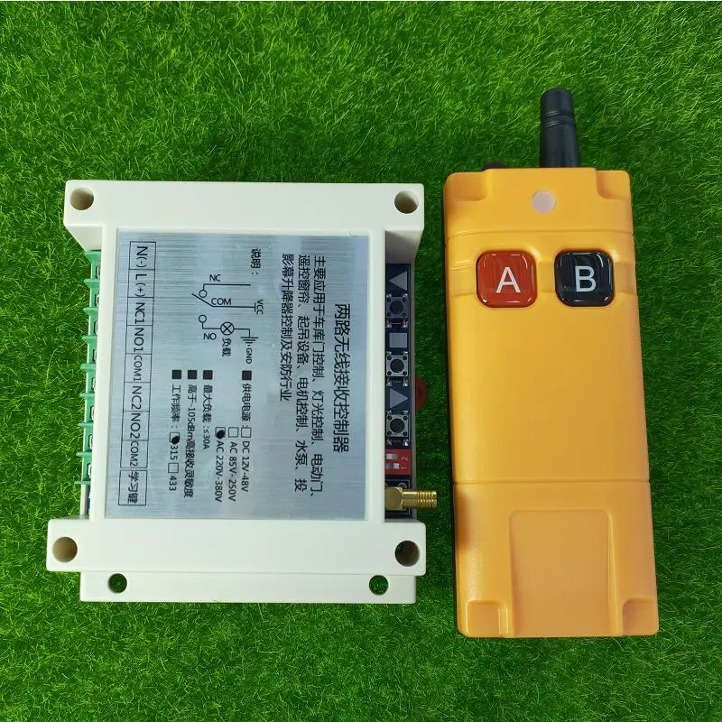 433mhz AC 220 V  240 V 250V 380V 2 CH  RF Wireless Remote Control   30A relay  for Industrial farm electric light power switch