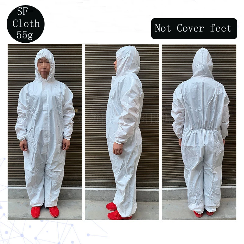 Unisex Sanitary Protection Jumpsuit Hazmat Suit Zip Isolation Protective Coveralls Disposable Anti Dust Sanitary Safety Clothing