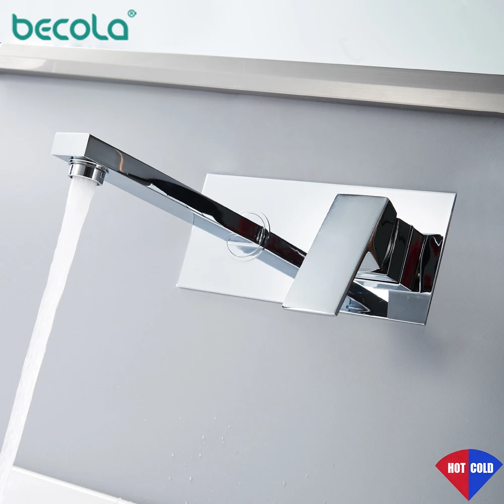 Becola Delivery Chrome Black Basin Faucet Wall Mounted Bathtub Bathroom Faucet Single Handle Mixer Tap Torneira