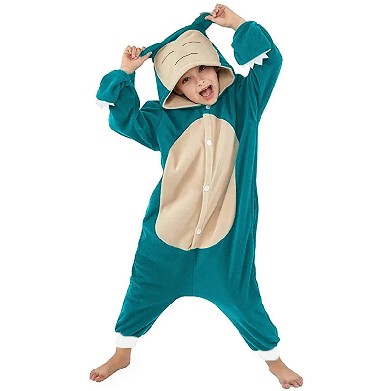 Pokemon Girls Snorlax Pajamas For Kids Onesies Kigurumi Children Pyjamas Full Body Cosplay Costume One-Piece Pijamas Bodysuit