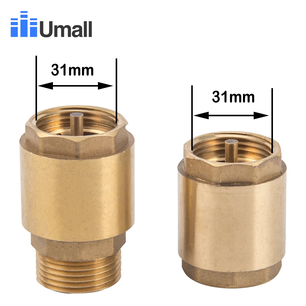 

New 1 inch Check Valve Brass Thread In-Line Spring Prevent backflow Connector for Water pump