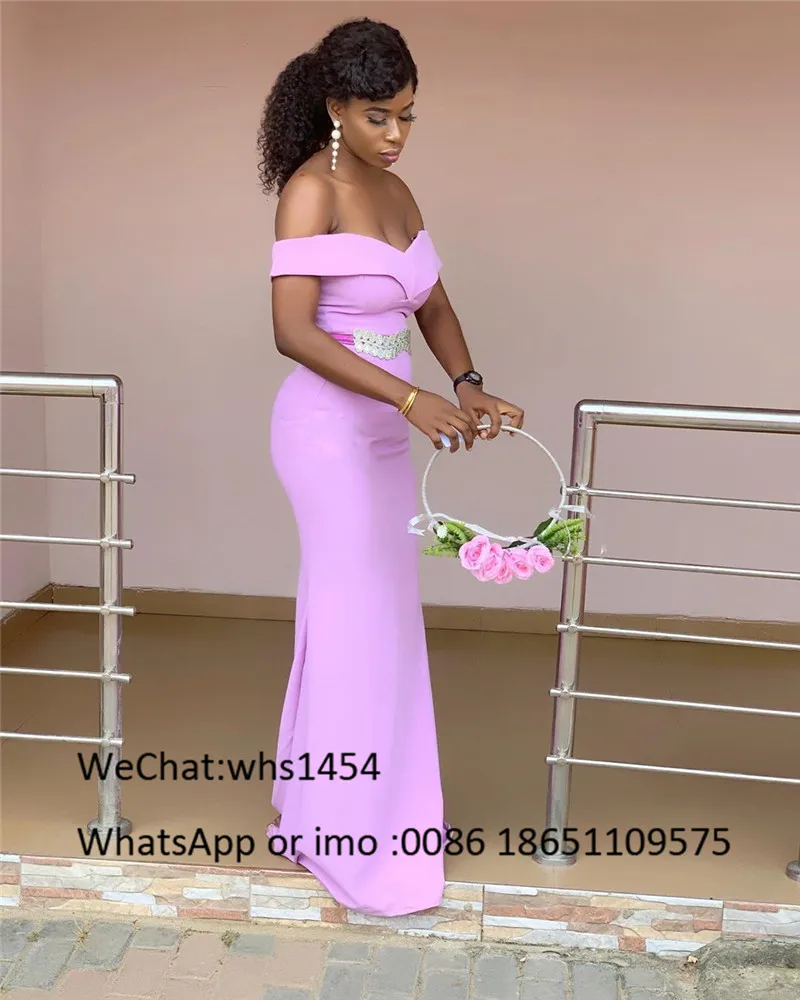 Pink Mermaid African Bridesmaid Dresses 2024 Long Sexy Off Shoulder Women Wedding Party Dress Robe Demoiselle D'honneur