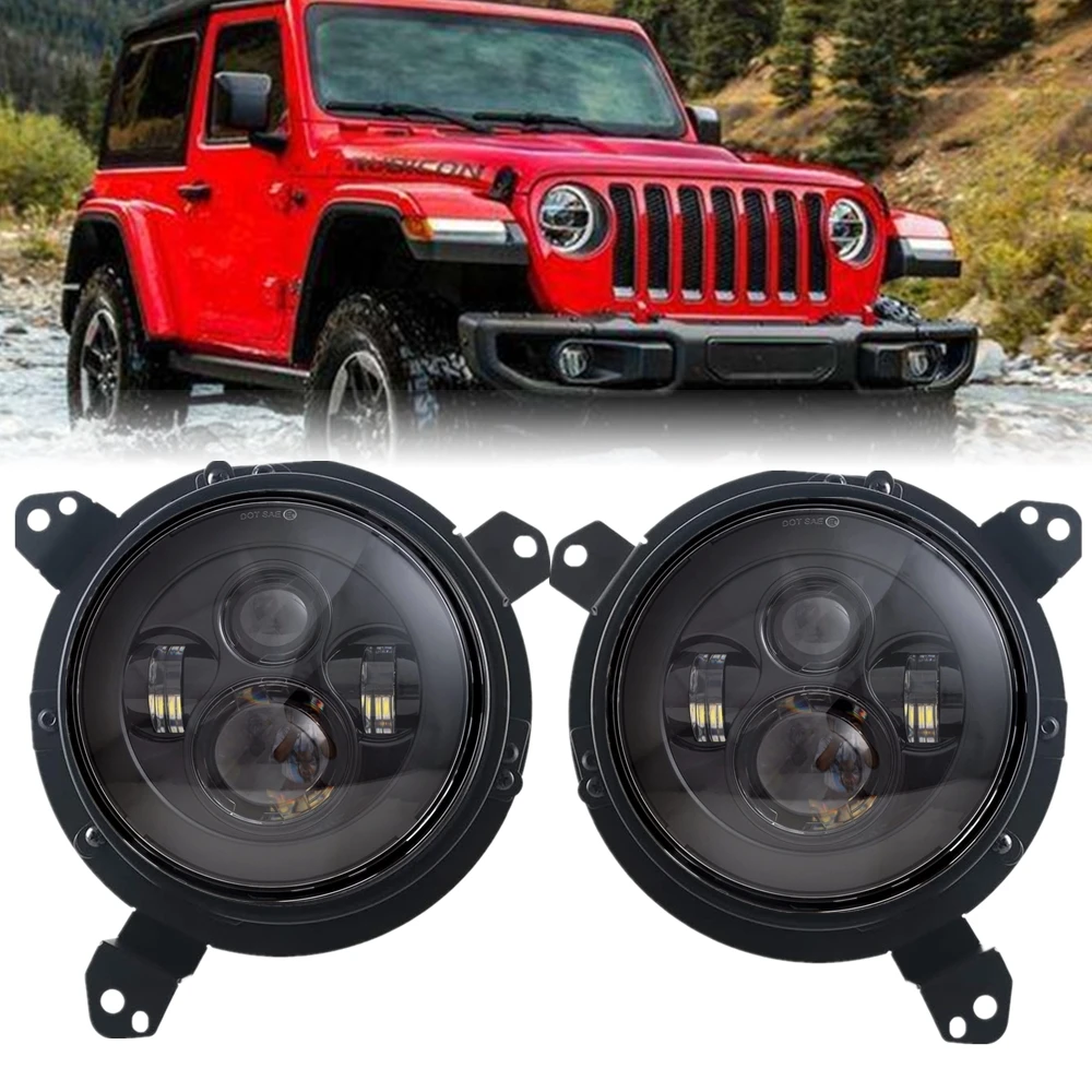 

Car Led Headlights With Mounting Bracket For Jeep Wrangler JL 2018 2019 Accessories