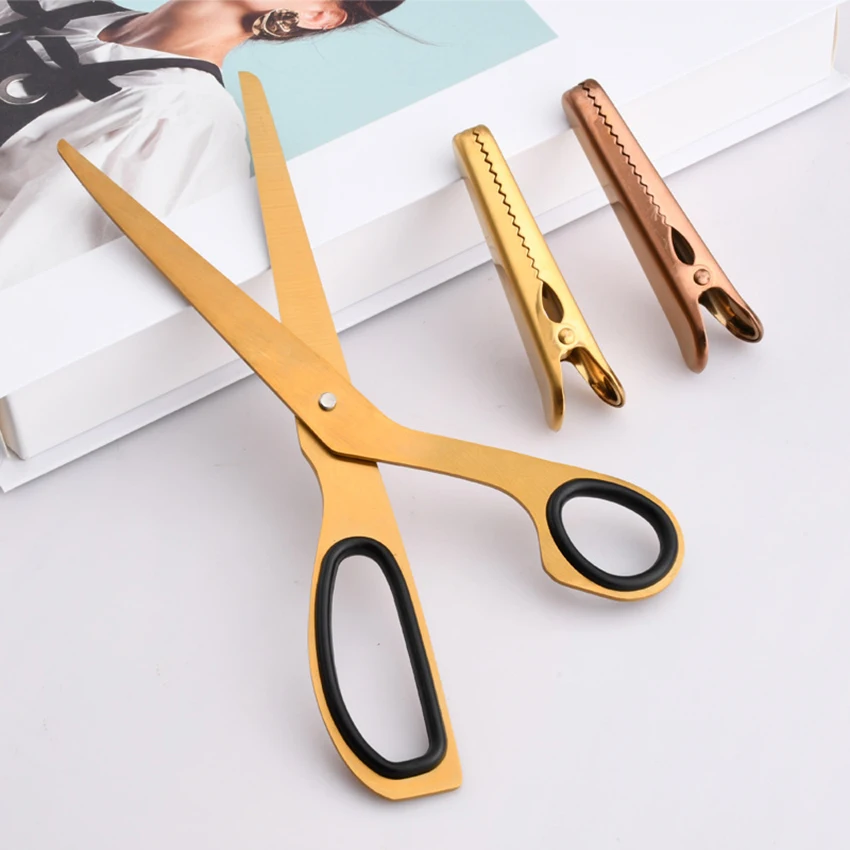 Nordic Asymmetric Scissors Stainless Steel Simple Design Golden Scissors Office Household Scissors Craft Supplies Scissors