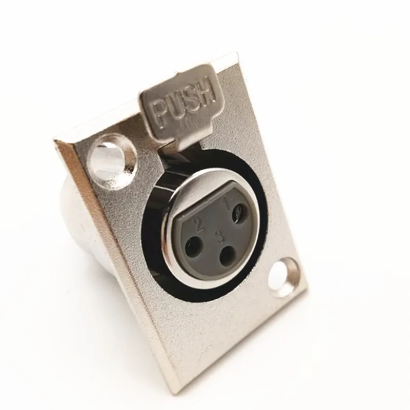2Pcs 고품질 3Pin XLR 금속 하우징 커넥터 구멍 패널 마운트 섀시 소켓, 남성/여성 잭 플러그 사각형 모양의 금속